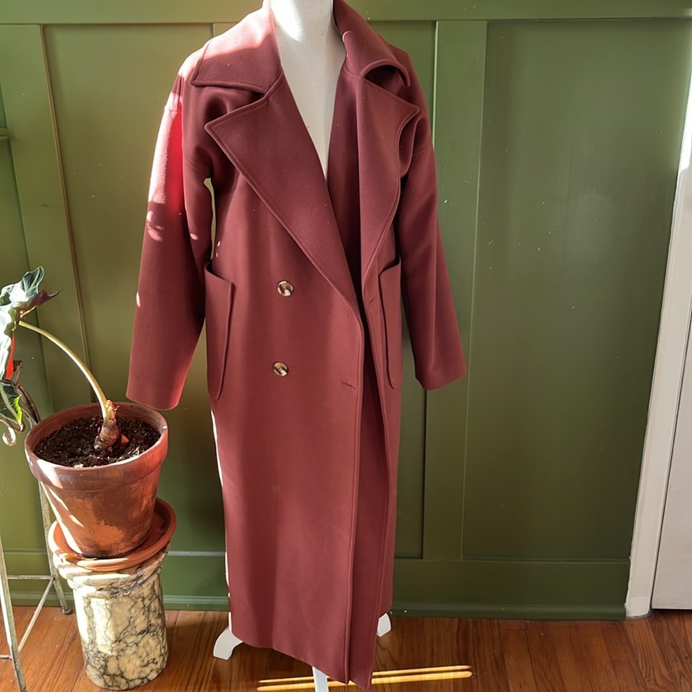 LAST CHANCE! Lassiva Oversized Long Full Length Coat Burnt Orange Brick Red Rust